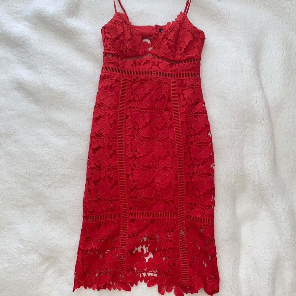 BARDOT Red Lace MIDI Dress - SZ US 4. Worn once.
